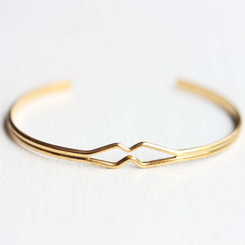 Geometric Cuff Bracelet, Diamond Bend Cuff Bracelet, Gold Cuff Bracelet, Diamond Shaped Bracelet, Small Gold Cuff Bracelet, Adjustable Cuff image 1