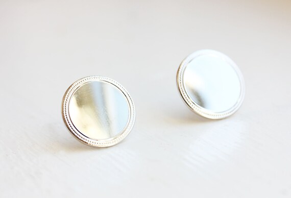 Silver Circle Studs, Silver Studs, Simple Silver … - image 1