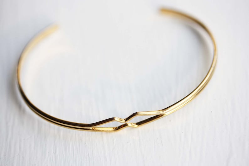 Geometric Cuff Bracelet, Diamond Bend Cuff Bracelet, Gold Cuff Bracelet, Diamond Shaped Bracelet, Small Gold Cuff Bracelet, Adjustable Cuff image 4