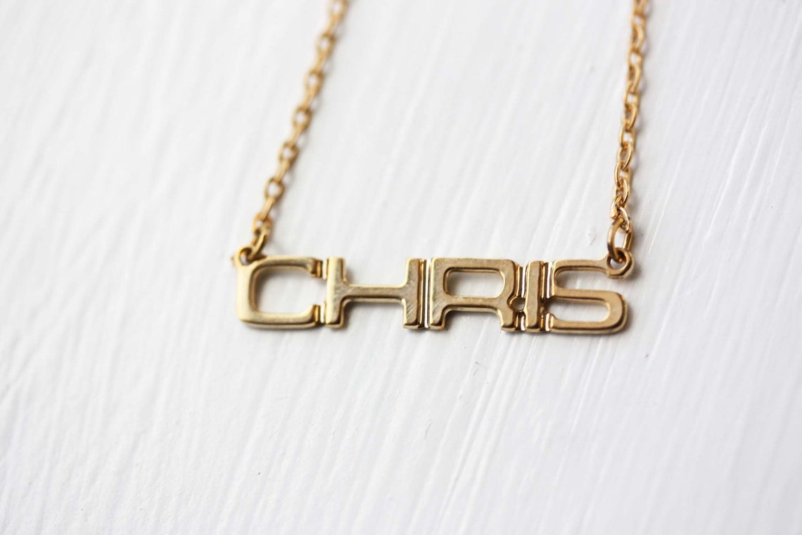 Chris Name Necklace Chris Necklace Vintage Name Necklace Etsy