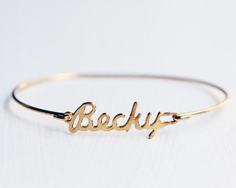 Becky Name Bracelet Gold, Name Bracelet, Vintage Name Bracelet Gold, Vintage Name Bracelet, Gold Bracelet, Vintage Bracelet