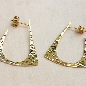 Geometric Hoop Earrings Gold, Triangle Hoops Gold, Unique Hoops, Retro Hoops, Deco Hoops, Hoop Earrings Gold, Dangle Earrings Gold image 4