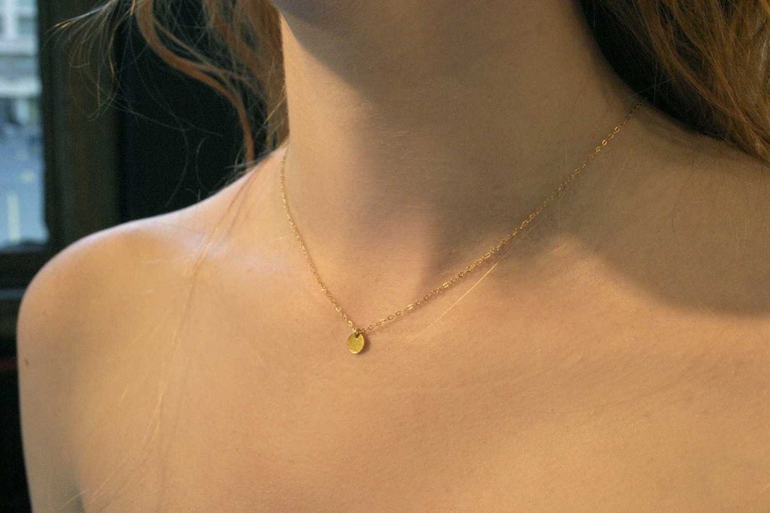 Gold Dot Necklace Dot Necklace Gold Filled Necklace Circle Etsy
