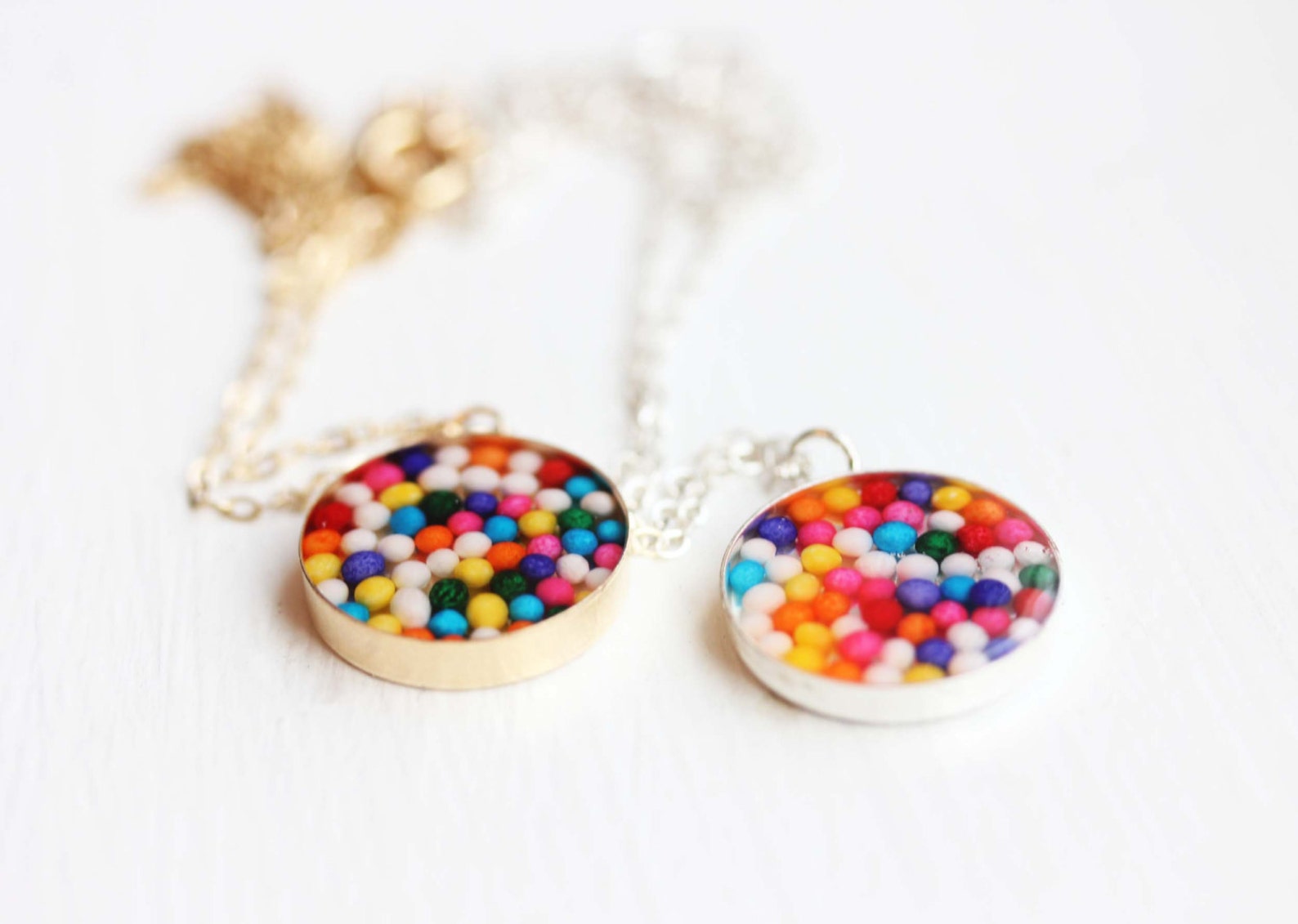 Resin Sprinkles Necklace Gold Candy Necklace Gold Resin Etsy