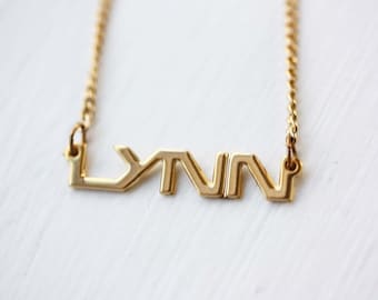 Lynn Name Necklace Gold, Name Necklace, Vintage Name Necklace Gold, Vintage Name Necklace, Gold Necklace, Vintage Necklace