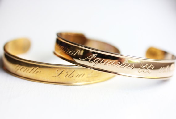 Astrology Cuff Bracelet Gold Cuff Bracelet Zodiac Bracelet Avon