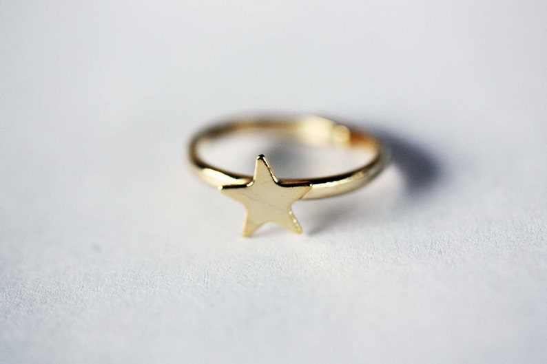 Star Ring Gold, Delicate Star Ring, Adjustable Star Ring, Vintage Star Ring, Gold Star Ring, Small Gold Star Ring, Star Shaped Ring image 5