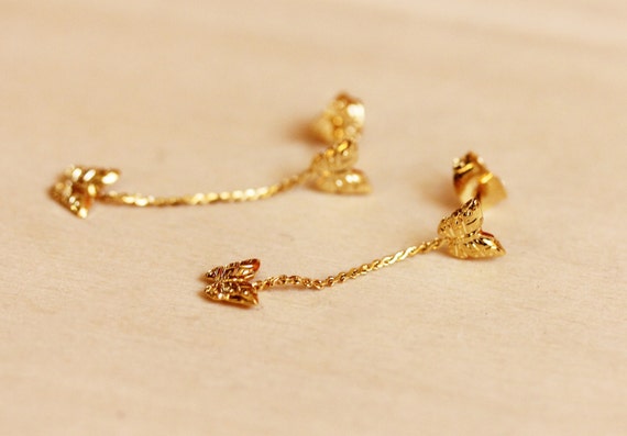 Butterfly Chain Earrings, Butterfly Studs, Butterfly Earrings, Chain Dangle Earrings, Chain Studs, Gold Chain Studs, Drop Studs, Gold Studs
