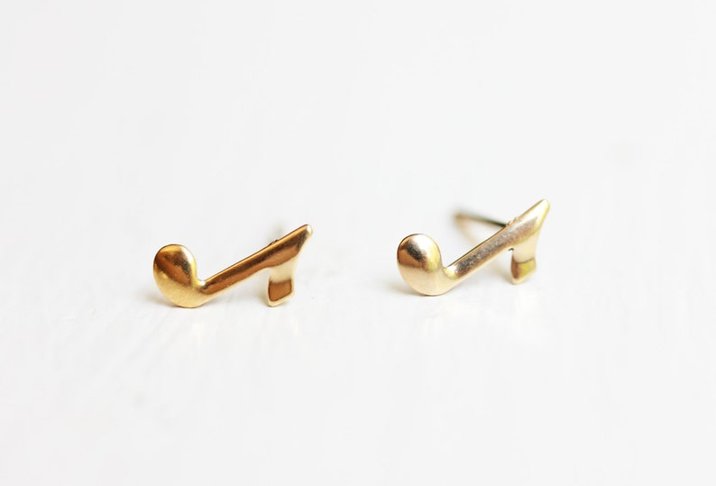 Music Note Studs, Music Studs, Musical Note Studs, Instrument Earrings, Musician Studs, Musician, Instrument, Gold Studs, Small Gold Studs image 1