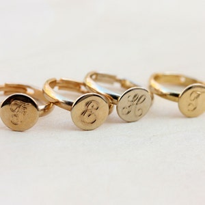 Initial Gold Ring, Initial Ring, Round Gold Ring, Monogram Ring, Signet Ring, Round Gold Ring, Gold Signet Ring, F,N,H image 2