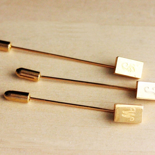 Initial Stickpin Gold, Letter Stickpin, Stickpin, Initial Pin, Letter Pin, Bouquet Pin, Tie Pin, Pin, Tie Tac, Stick Pin, Initial Jewelry