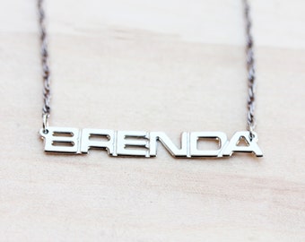 Brenda Name Necklace Silver, Name Necklace, Vintage Name Necklace Silver, Vintage Name Necklace, Gold Necklace, Vintage Necklace