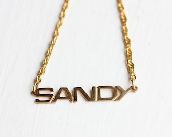 Sandy Name Necklace Gold, Name Necklace, Vintage Name Necklace Gold, Vintage Name Necklace, Gold Necklace, Vintage Necklace