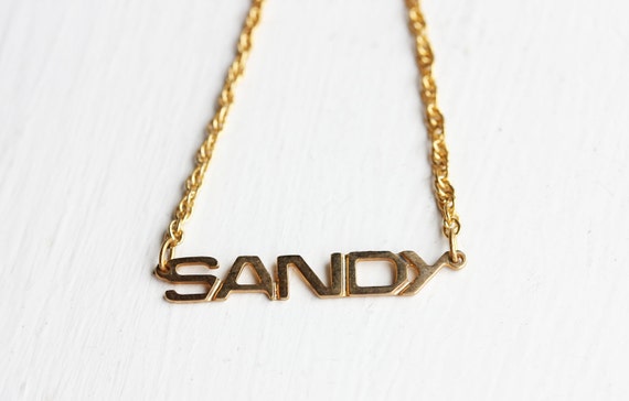 Sandy Name Necklace Gold Name Necklace Vintage Name Necklace