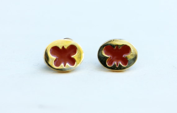 Gold Butterfly Studs - Navy or Red - image 3