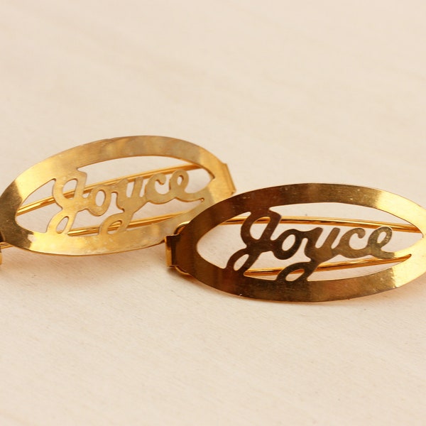 Joyce Hair Clips Gold, Name Hair Clips, Vintage Hair Clips Gold, Hair Clips, Gold Clips, Vintage Hair Clips, Vintage Name Jewelry