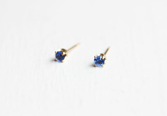 Blue Crystal Studs, Tiny Crystal Studs, Small Cry… - image 1