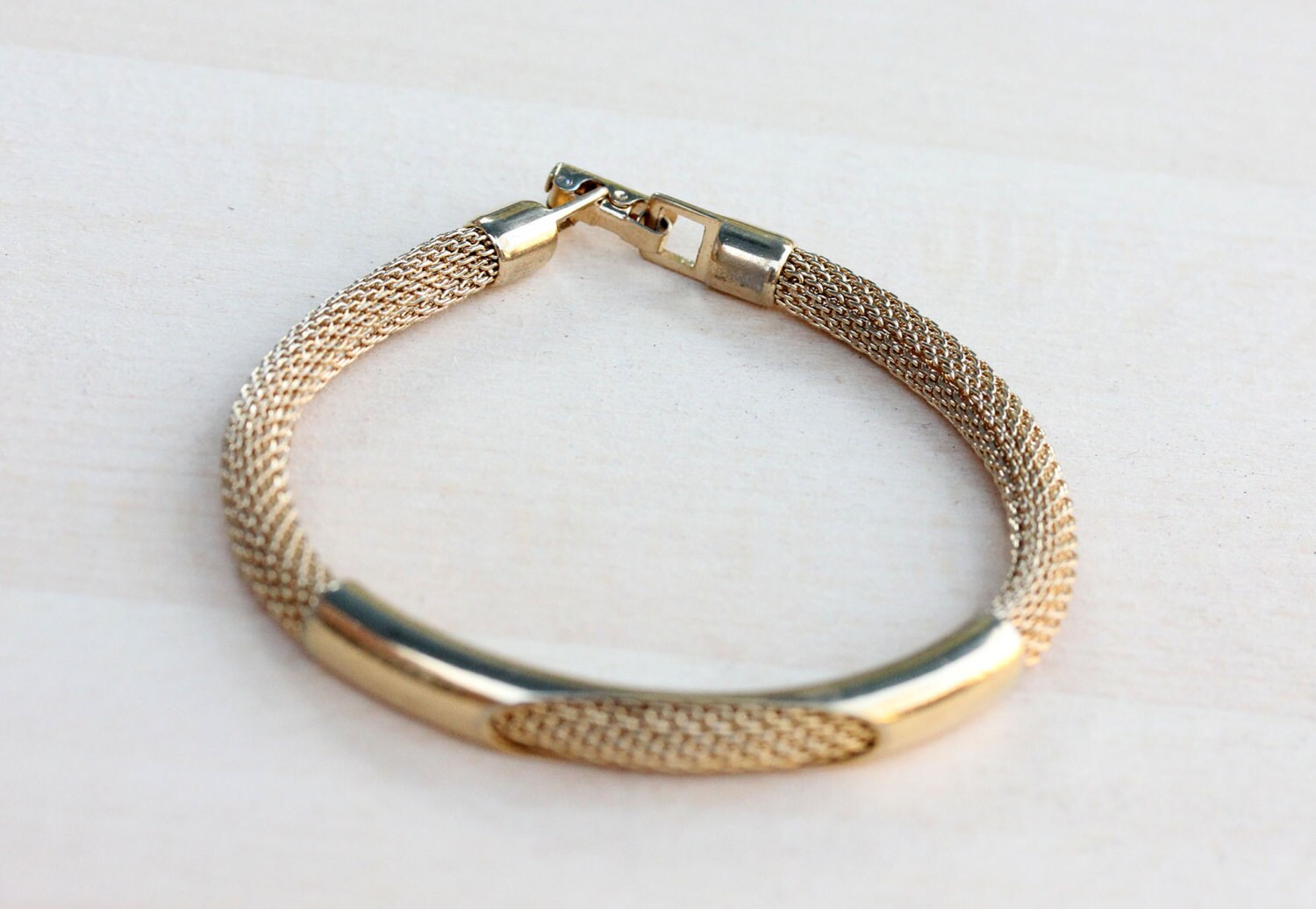 Mesh Bracelet Gold Gold Mesh Bracelet Mesh Bracelet Bar Etsy