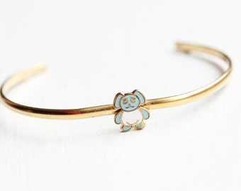 Elephant Cuff Bracelet, Elephant Bracelet, Enamel Bracelet, Animal Bracelet