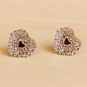 Silver Doily Heart Studs image 1