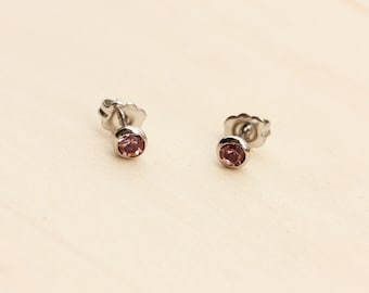 Pink Crystal Studs, Silver Crystal Studs, Tiny Crystal Studs, Second Hole Studs, Silver Studs, Small Silver Studs, Tiny Stud Earrings