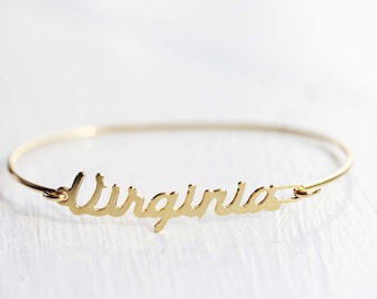 Virginia Name Bracelet Gold, Name Bracelet, Vintage Name Bracelet Gold, Vintage Name Bracelet, Gold Bracelet, Vintage Bracelet