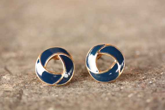 Knot Circle Studs, Round Knot Studs, Enamel Knot … - image 1