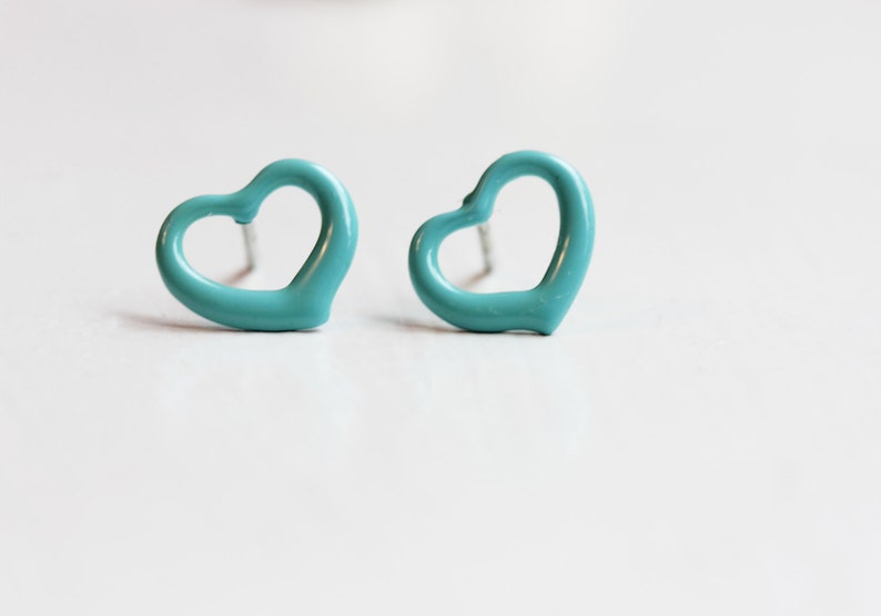 Enamel Heart Studs, Heart Studs, Colorful Studs, Heart Shaped Studs, Enamel Studs, Steel Studs, Vintage Heart Studs, Stud Earrings, Studs image 3