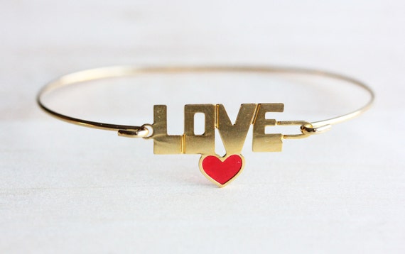 Love Hook Bracelet Gold Love Bracelet Love Bracelet Small Gold Bracelet Word Bracelet Gift Bracelet Gold Cuff Small Gold Cuff Love