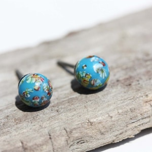 Glass Ball Studs, Millefiori Studs, Ball Studs, Round Ball Studs, Colorful Ball Studs, Glass, Blue, Red, Black, Navy, Yellow, White, Gray