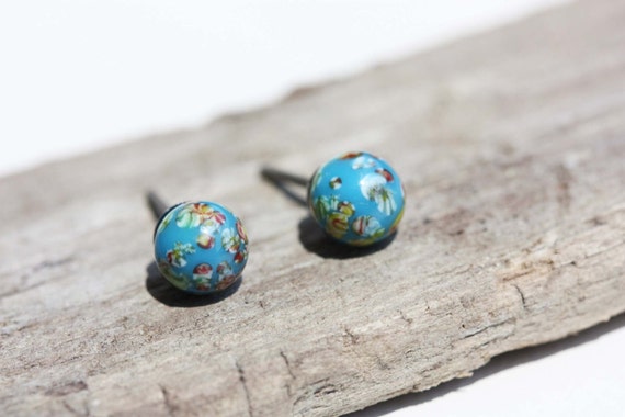 Glass Ball Studs, Millefiori Studs, Ball Studs, R… - image 1