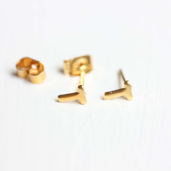 Initial Studs Gold, Tiny Initial Studs, Letter Studs, Initial Stud Earrings, Small Initial Studs, B,C,D,E,F,G,H,J,K,L,M,N,P,R,S,T,V,W