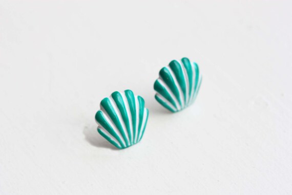 Seashell Studs, Enamel Shell Studs, Enamel Studs,… - image 2