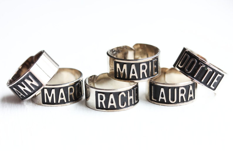 Silver Name Ring, Vintage Name Ring, Name Ring, Adjustable Silver Ring, Monogram Ring, Initial Ring, Vintage Silver Ring, More Names in Shop image 1