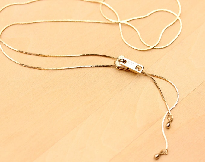 Zipper Necklace, Gold Zipper Necklace, Zipper Bolo Necklace, Gold Chain