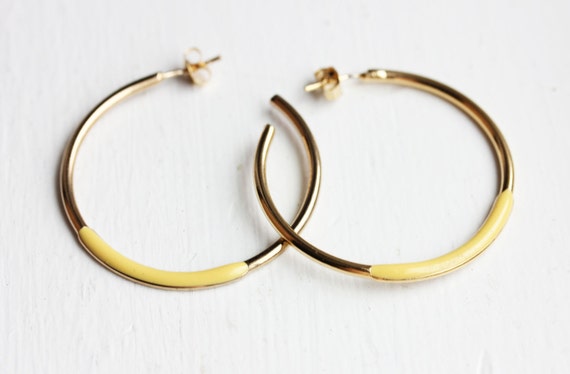 Enamel Gold Hoops, Colorful Hoops, Blue Hoops, Or… - image 4