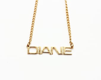 Diane Name Necklace Gold, Name Necklace, Vintage Name Necklace Gold, Vintage Name Necklace, Gold Necklace, Vintage Necklace