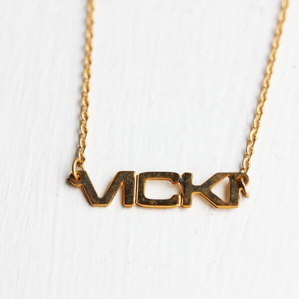 Vicki Name Necklace Gold, Name Necklace, Vintage Name Necklace Gold, Vintage Name Necklace, Gold Necklace, Vintage Necklace