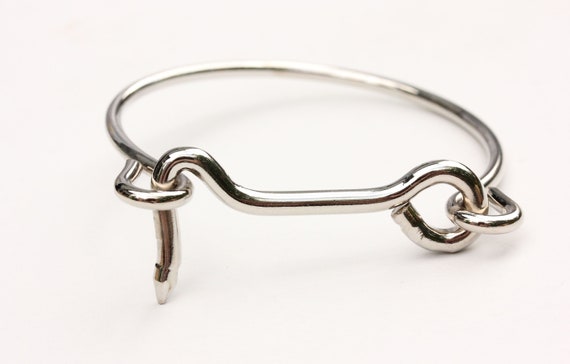 Silver Hook Bracelet, Silver Bracelet, Silver Metal Bracelet, Hook  Bracelet, Bracelet, Unique Bracelet, Silver Cuff, Silver Tone Bracelet