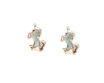 Unicorn Studs Silver, Enamel Unicorn Studs, Blue Unicorn Studs, Silver Unicorn Stud Earrings, Unicorn Jewelry, Unicorn, Vintage Unicorn