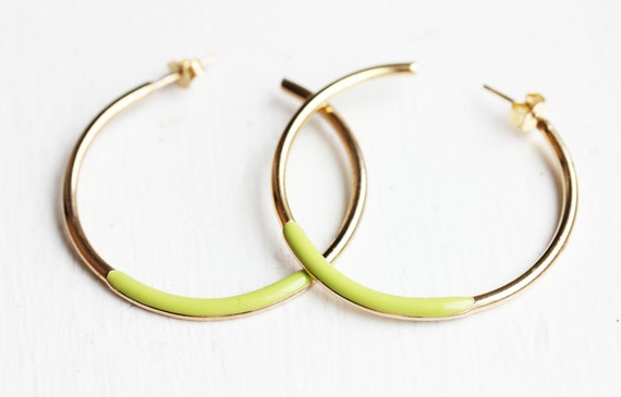 Enamel Gold Hoops, Colorful Hoops, Blue Hoops, Or… - image 5