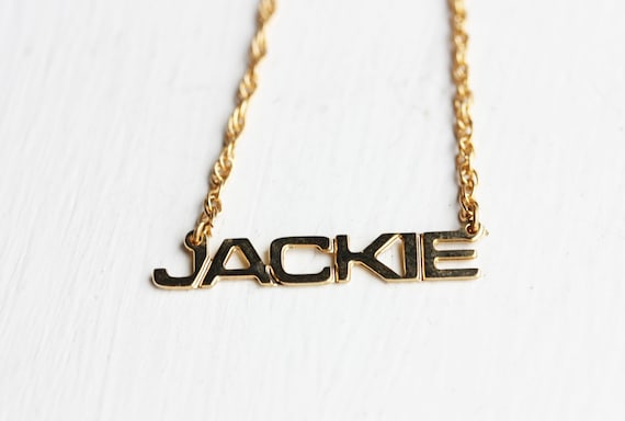 Jackie Name Necklace Gold, Name Necklace, Vintage Name Necklace Gold, Vintage Name Necklace, Gold Necklace, Vintage Necklace