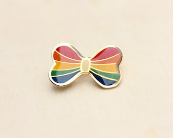 Rainbow Bow Pin, Bow Pin, Rainbow Pin, Enamel Pin