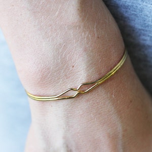 Geometric Cuff Bracelet, Diamond Bend Cuff Bracelet, Gold Cuff Bracelet, Diamond Shaped Bracelet, Small Gold Cuff Bracelet, Adjustable Cuff image 5