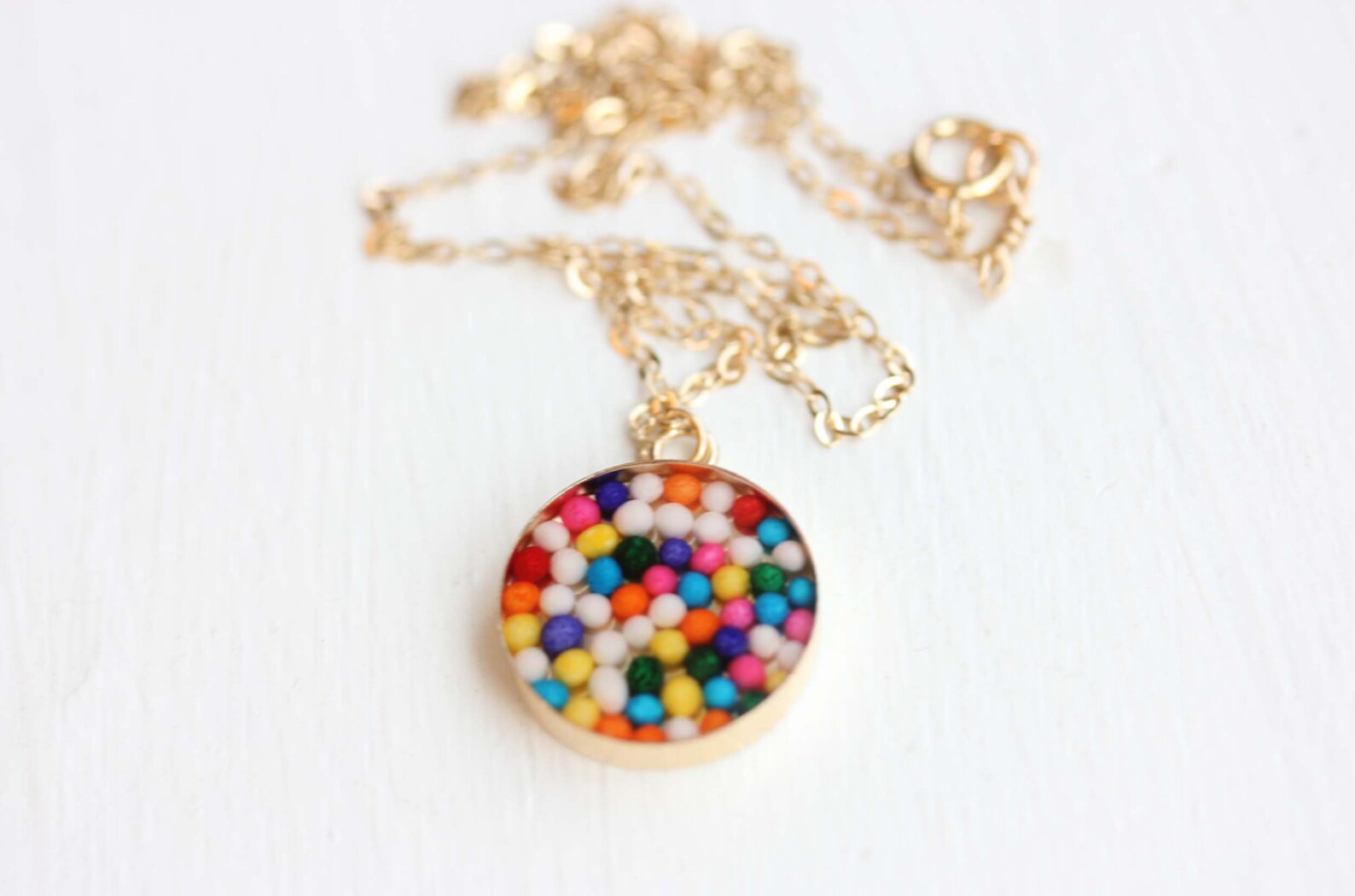 Resin Sprinkles Necklace Gold Candy Necklace Gold Resin Etsy