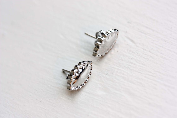 Silver Paisley Studs, Oval Studs, Silver Oval Stu… - image 2