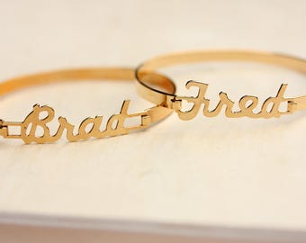 Pulsera de nombre para hombre de oro, pulsera de nombre, pulsera de nombre vintage de oro, pulsera de nombre vintage, pulsera de oro, pulsera vintage