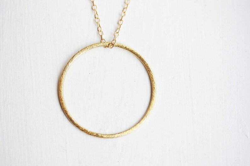 Gold Circle Necklace Long Necklace Gold Filled Necklace Etsy