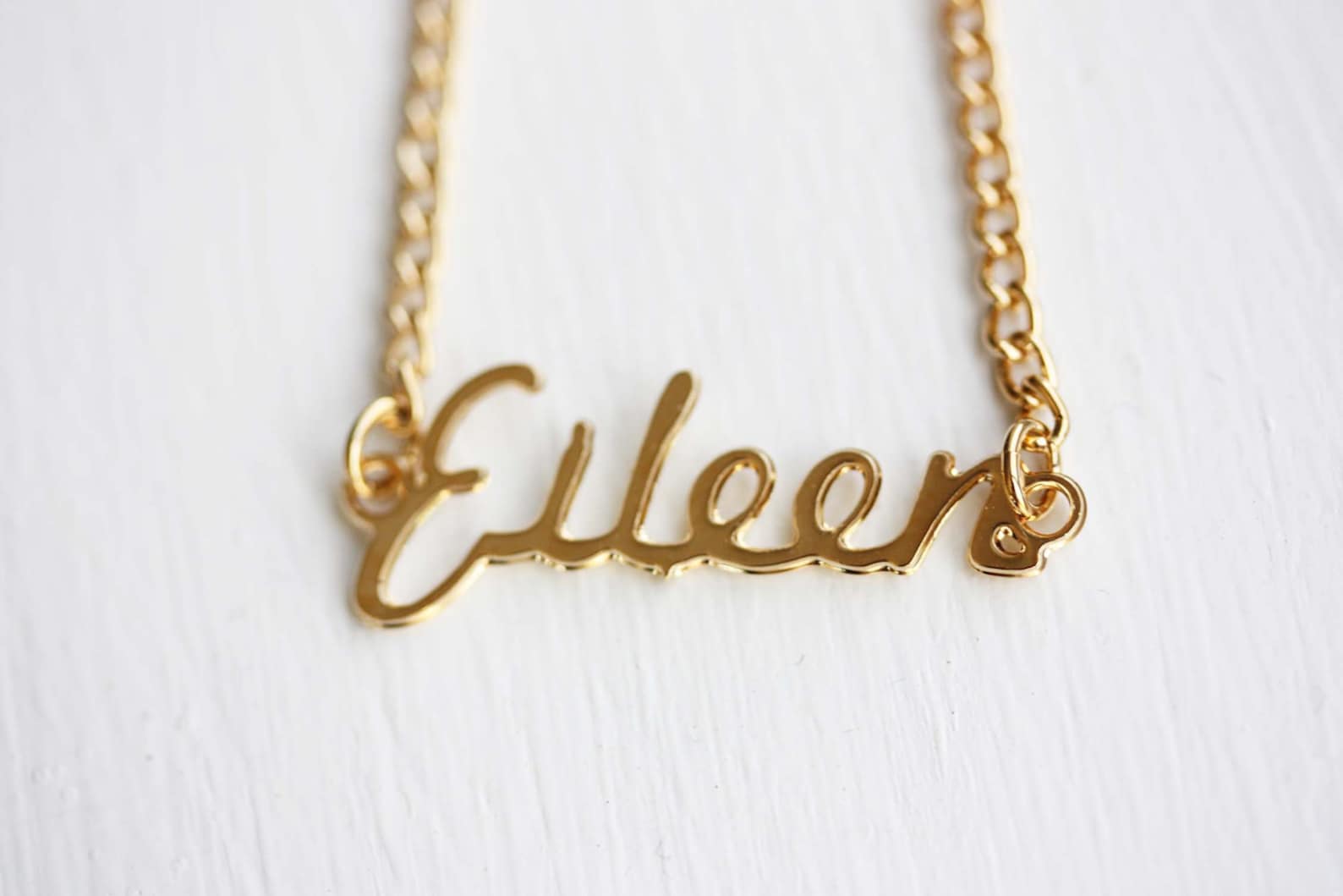Eileen Name Necklace Gold Name Necklace Vintage Name Etsy