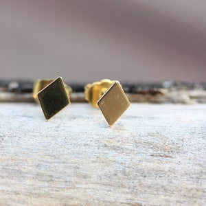 Diamond Shape Studs, Gold Diamond Studs, Diamond Shape Earrings, Diamond Studs, Small Geometric Studs, Small Gold Studs, Geometric Studs